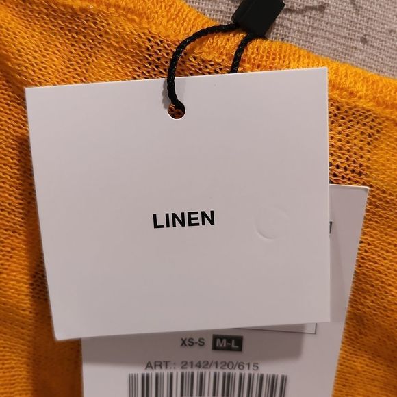 Orangish-yellow Zara linen kaftan dress size M/L, new with tags - Picture 11 of 11